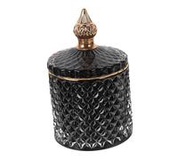 FVCTGHZ Glass Storage Jars 1pc Glass Jewelry Box Tip Jar Cookie Clear Storage Jars & Canisters Cute Jar Bowl Decorative Storage Jar Trinket Dish Small Storage Pot with Jar Ordinary Glass Black