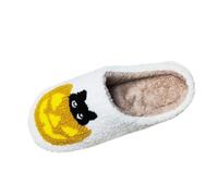 FVCTGHZ Halloween Cat Slippers Spooky Halloween Cute Black Cat Pumpkin Embroidery Cozy Plush Shoes Soft(9-10)