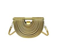 FVCTGHZ Handbags for Women Gold Designer Brand Handwoven Noodle Bags Half Round Pulled Silver Evening Clutch(Gold)