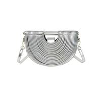 FVCTGHZ Handbags for Women Gold Designer Brand Handwoven Noodle Bags Half Round Pulled Silver Evening Clutch(Silver)