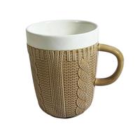 FVCTGHZ Knitted Ceramic Woolen Yarn Mug Cozy Sweater Mug Cup Coffee Milk Tea Water Cup(Brown)