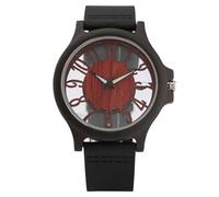 FVCTGHZ Retro Leather Hollow Transparent Dial Wooden Quartz Watches Analog Timepieces Clock Man Mens Watches Clock(Color2)