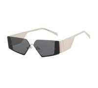 FVCTGHZ Retro Metal Sunglasses Women Small Square Sun Glasses Ladies Men Y2k Geometry Punk Eyewear Shades(Silver Grey)