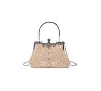 FVCTGHZ Vintage Trend Heavy Industry Embroidery Flower Beaded Hand-held Evening Bag For Party Wedding(Champagne)