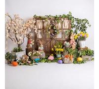 FVDPWYE Easter Theme Backdrop Festive Design Photo Background for Creating Joyful Atmosphere Suitable for Group Photos Holiday Events Interior Decoration, White, Thick, 300x300cm