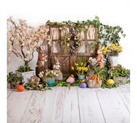 FVDPWYE Easter Theme Backdrop Festive Design Photo Background for Creating Joyful Atmosphere Suitable for Group Photos Holiday Events Interior Decoration, White, Thick, 220x150cm