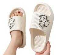 FVDZRFIE Cloud sliders Cute Cat Women Slippers Home Sandals Bear Cartoon Flip Flops Beach Summer Couple Unisex No-Slip Slides Soft Sole Shoes(Cat-1 White,38-39)