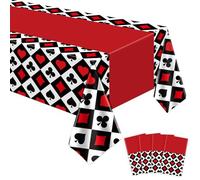 FVEOCR 4 Pack Poker Tablecloth Casino Theme Party Decorations Las Vegas Table Cover Playing Card Casino Party Table Cloths Poker Theme Decor of 130X220CM