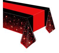 FVEOCR 4Pcs Black and Red Tablecloth Black Table Cloth Printed Red Starry Table Cover Flash Dot Table Cover for Birthday Weeding Baby Shower Anniversary Graduation Party Decoration of 51X86IN