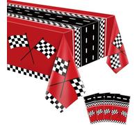 FVEOCR 4Pcs Racing Car Tablecloths Car Birthday Party Road Table cloth Race Car Party Tableware Racing Theme Party Car Party Decorations Supplies 51 X 86IN