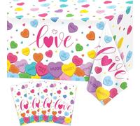 FVEOCR 4Pcs Valentine’s Theme Table Cover Happy Mother’s Day Tablecloth Colorful Galentine’s Table Cloths for Compassion Love Heart Parties Weddings Anniversary 51X86In