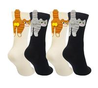 FveVqe 2 Pairs Cat Socks with Balls, Comfortable Durable Cute Socks for Women, Novelty Cats Lovers Funky Socks Women Gift for Daily Christmas Birthdad