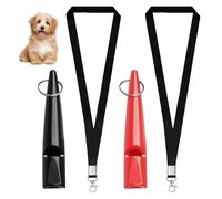 FveVqe 2PCS Dog Whistles for Recall, Dog Whistle for Most Breeds, Standardized Dog Whistles with Whistle Strap, Loud and Far-Reaching Dog Training Whistle for Recall (Red Black)