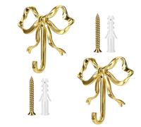 FveVqe 2Pcs Small Size Gold Coat Hooks, and Gold Containing White Screw, Durable Decorative Hooks, Simple and Elegant Butterfly Hooks, for Coat, Keys, Hat, Towel, Bag, Entrance Storage and Umbrella