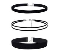 FveVqe 3 Pcs Black Choker, Adjustable Classic Choker Necklace Set, Gothic Comfort Fit Black Choker Necklace for Women Girls Halloween Party Cosplay Dance