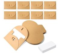 FveVqe 30PCS Blank Cards and 30PCS Envelopes Set, Mini Envelopes, Mini Cards & Small Kraft Paper Envelopes with Heart Clasp for Gift, Thank You Notes Birthday Wedding Party Supplies (White, Yellow)