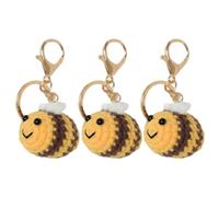 FveVqe 3PCS Bee Keyring, Funny Plush Keyring, Charming Design Crochet Keyring for Bags and Keys, Fashion Accessory Encouragement Bumble Bee Gifts for Women Friends Coworker (Yellow)