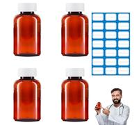 FveVqe 4 Pcs 100ml Pill Bottle Set, Pill Bottles Empty with Caps, Durable Medicine Bottles with Child-Resistant Lids, Ideal Reusable Medicine Bottle for Travel, Home and Daily Pill Storage