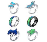 FveVqe 6Pcs Mood Ring, Mood Rings for Women Color Changing Mood, Kids Mood Ring for Couple Fashion Jewellery Daily Party Birthday Valentine's Day Gift