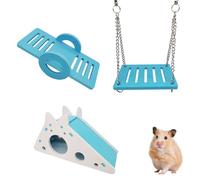 FveVqe Hamster Toys Set, 3PCS Hamster Accessories Including Slide, Seesaw and Swing, DIY Playground for Small Pets Like Hamsters and Gerbils