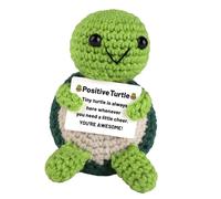 FveVqe Positive Gifts, Turtle, Mini Positive Crochet Animals, Cheer Up Emotional Support Gift for Women Gifts Home Desktop Decoration Emotional Encouragement (Green)
