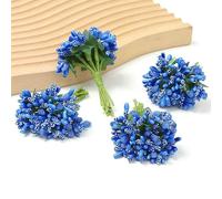 FVFIJH Artificial Flowers Stamen Bouquet for Home Room Decor Wedding Marriage Decoration Garland Mother's Day Scrapbook Accessory-Royal blue-36 pcs