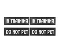 FVFVAHO 4 Pcs Service Dog Patches with Hook Backing for Dog Harness, DO NOT PET and in Training Dog Patches, Tactical Dog Training Vest Reflective and Removable Tags, Assistance Dog Vest Patches