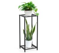 FVFVAHO Tall Metal Plant Stand Indoor Outdoor, 2 Tier 28” Height Square Modern Flower Pot Rack for Indoor Living Room, Corner Side Table for Outdoor Patio, Garden, and Balcony (Black)