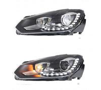 FVGOKMNA Front Headlight Assemblies Compatible With VW For Golf 6 R20 2009 2010 2011 2012 Headlight DRL H-ID Head Lamp Angel Eye Bi Xenon Beam Driving Light Accessories(Silver)