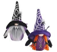 FVGYITG 2PCS Halloween Faceless Gnome Plush Decorations Lovely Plush Dwarf Figurine with Small Spiders Halloween Faceless Witch Doll Decoration for Couple Gift Parties Kids Family Home