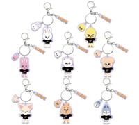 FVGYITG 8pcs Stray Kids Keychain, Multi-coloured Acrylic K-pop Fan Keychains, Cute Anime Skz Keyrings, Backpack Decoration