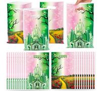 FVhujuan 50Pcs Pink and Green Witch Party Favor Bags, Princess Crown and Witch Hat Goodie Bags for Green Castle Yellow Brick Musical Movie Themed Birthday Party Decorations for Girls Women