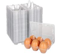 FVIEXE 100PCS Egg Cartons Cheap Bulk, Each Holds Half Dozen Eggs (6 Eggs), Plastic Chicken Egg Carton Egg Tray Egg Cartons Holder for Family Pasture Farm Market, Large Size