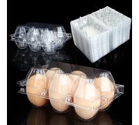 FVIEXE 100PCS Egg Cartons Cheap Bulk, Each Holds Half Dozen Eggs (6 Eggs), Plastic Chicken Egg Tray Holder for Family Pasture Farm Market