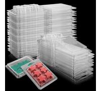 FVIEXE 150 Pack Wax Melt Containers Molds, 6 Cavity Plastic Wax Melt Cube Clamshells Clear Empty Clam Shells for Wickless Tarts Wax Melts Candles, Star Shape