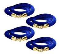 FVIEXE 4 Pack Blue Velvet Stanchion Rope, 5ft Velvet Ropes Stanchion Ropes with Gold Clasps, Crowd Control Rope Queue Safety Sarriers Stanchion Post Rope for Party Event and Red Carpet