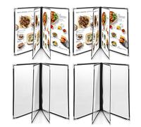 FVIEXE 4PCS 8.5 x 11 Inch Menu Covers 4 Page 8 View, Transparent Restaurant Menu Covers Holder Fits A4 Size Paper, Menu Folder Menu Book Holders for Restaurant Bar Cafe (Black)
