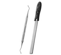 FVION 2PCS Toenail File for Thick Nails and Toenail Lifter, Stainless Steel Nail File and Ingrown Relief Set, Heavy Duty Metal Emery Board for Seniors, Men & Women Pedicure Tool (Black)