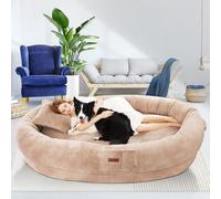 Fvkind Human Dog Bed for Adult with Blanket and Pillow, 70"x33"x12", Khaki