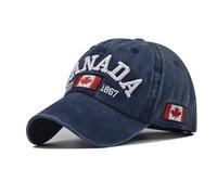 FVKTHNVS Flag Baseball Cap Canada Embroidery 1867 Commemorative Cap Unisex Outdoor Cap Pops Hat (Cotton, Washed Navy)