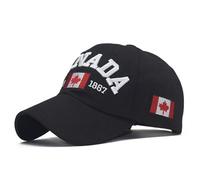 FVKTHNVS Flag Baseball Cap Canada Embroidery 1867 Commemorative Cap Unisex Outdoor Cap Pops Hat (Cotton, Black)