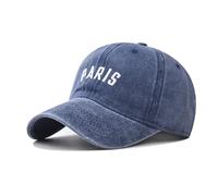 FVKTHNVS Washed Cotton Men's Baseball Cap Paris Embroidery Personalized Trend Unisex Outdoor Hat Dad Hat (Cotton, Navy)