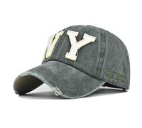 FVKTHNVS Washed NY Baseball Cap Large Embroidery Unisex Outdoor Cap Dad Hat (Cotton, Army Green)