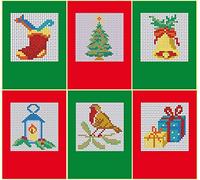 FVLFIL DTB TECH 6 Cross Stitch Christmas Cards, Set of Assorted Designs