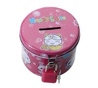 Fvoagaou Cylinder Design Cartoon Pattern Piggy Bank Money Saving Box with Lock and 2 Keys