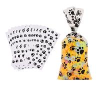 Fvomye 100 Pieces Paw Print Cone Cellophane Bags Plastic Parties Treat Bags Heat Sealable Candy Bags Sweet Bags (100)