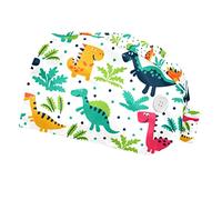 FVQL 2 Pack Scrub Caps Nurse Hats with Sweatband, Surgical Hats for Women, Cartoon Dinosaur and Polka Dot
