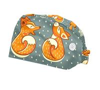 FVQL 2 Pcs Nurse Caps for Women, Reusable Surgical Cap Scrub Cap, Fox