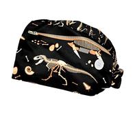 FVQL Pack of 2 Surgical Cap Scrub Cap with Buttons, Dinosaur Skeleton and Bone