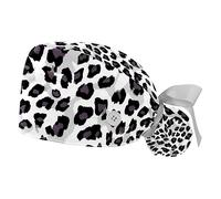 FVQL Pack of 2 Surgical Cap Scrub Cap with Buttons, Leopard Print Pattern Abstract Cartoon